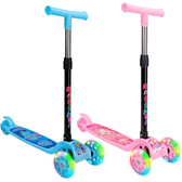 Imagem da oferta HOLTTER Patinete Infantil com LED 3 Rodas Azul e Rosa Patinete Infantil Dobrável com LED Freio Traseiro Patinete para C