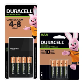 Imagem da oferta Carregador Duracell + 4 Pilhas Rec Aa + 4 Pilhas Aaa Rec
