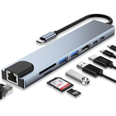 Imagem da oferta Hub USB-C 8 em 1 Hub Adaptador Multifuncional com HDMI 4K Ethernet RJ45 Carregamento PD 2 Portas USB 3.0 Leitor SDTF Ci