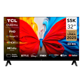 Imagem da oferta Smart TV TCL 32 Polegadas HD QLED S5K WiFi Bluetooth Google TV 2 HDMI HDR10 Dolby Audio 32S5K