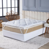 Imagem da oferta Protetor De Colchão Pillow Top Casal Toque Pluma 650g/m2 Cor Branco Desenho do tecido Lisa
