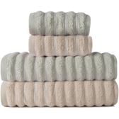 Imagem da oferta Kit com 4 Toalhas de Banho 100% Algodão Macia Felpuda e Alta Absorção (Bege e Verde)