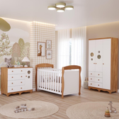 Imagem da oferta Quarto de Bebê Completo Berço Americano Marquesa Guarda Roupas 3 Portas Cômoda 4 Gavetas 100% MDF - Faura