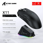 Imagem da oferta Attack Shark X11 Mouse com Modo triplo com base de carregamento magnético sensor PixArt PAW3311 22K DPI