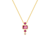 Imagem da oferta Colar Life Cora Prata Banho Ouro Amarelo Cristal Rosa