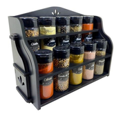 Imagem da oferta Porta Temperos/Condimentos MDF kit 10 potes c/ Tampa Dosadora + Suporte + Adesivos *SOF