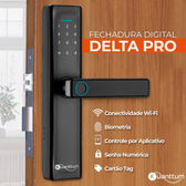 Imagem da oferta Fechadura Digital Eletronica Wi-Fi App TUYA Com Biometria Touch Senha Cartão Tag Kuanttum Delta PRO