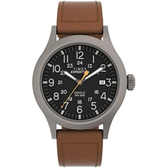 Imagem da oferta Timex Relógio masculino Expedition Scout 40 mm caixa cinza mostrador preto com pulseira de couro marrom Ecco DriTan