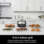 Imagem da oferta Ninja EG201 Foodi Churrasqueira interna 6 em 1 com fritura ao ar assar grelhar e desidratar 2ª geração lavável na la