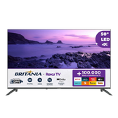 Imagem da oferta Smart TV 50" Britânia Ultra HD LED BTV50VA4REGB com Sistema Operacional Roku TV Dolby Audio Processador Quad-Core Entra