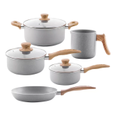 Imagem da oferta Conjunto De 5 Panelas Gris Brinox Ceramic Life Easy Cinza