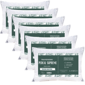 Imagem da oferta Kit 6 Travesseiro Padrão Hotel 300 Fios Antialérgico 70x50cm Premium Fibra Siliconada Descanso