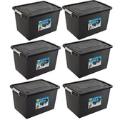 Imagem da oferta Kit 6 Caixas Organizadoras 56 Litros com Tampa e Trava - 25793PM Arqplast