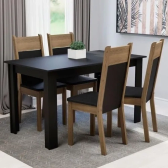 Imagem da oferta Sala De Jantar Madesa Havana Mesa Tampo Madeira 4 Cadeiras Cor Preto/Rustic MDJA040002D8PT