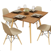 Imagem da oferta Mesa De Jantar Quadrada 4 Lugares Madeira Mdf Pé Palito Sala