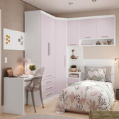 Imagem da oferta Quarto De Canto Solteiro Com Guarda Roupas Cabeceira E Escrivaninha Alpes Luciane Móveis