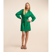 Imagem da oferta Vestido em Viscose com Amarração na Cintura e Estampa Folhagem