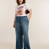 Imagem da oferta Calça Wide Leg em Jeans Amarração no Cós Curve & Plus Size Azul