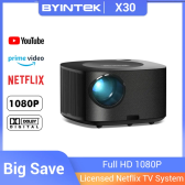 Imagem da oferta BYINTEK X30 Full HD 1080P Projetor licenciado Sistema de TV Netflix Auto-foco Dolby Smart WIFI LCD LED Vídeo