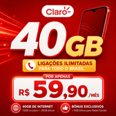 Imagem da oferta Claro Controle 40GB por R$ 59,90mês + ligações ilimitadas!