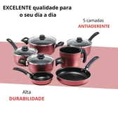 Imagem da oferta Jogo de Panelas Premium Antiaderente 7 Pecas Cereja com Tampa de Vidro - BE Best