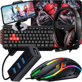 Imagem da oferta Kit Gamer Completo Celular com Headset Teclado Mouse e Hub USB | Tipo C ou V8