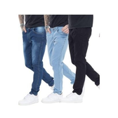 Imagem da oferta KIT 3 Calças Super Skinny PremiumII Street Delave Escuro e Black Premium