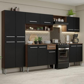Imagem da oferta Armário de Cozinha Completa Madesa Emilly 293001 com Balcão e Paneleiro - Rustic/Preto