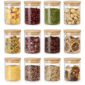 Imagem da oferta Kit 4 Potes Herméticos Vidro Tampa Bambu Organizador 200ml