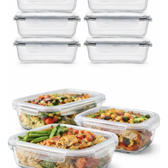 Imagem da oferta Kit 8 Potes De Vidro Retangular Com Tampa Hermética 370ml