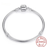 Imagem da oferta SAIYE-925 Sterling Silver Charm Bracelet para Mulheres Handmade Original Fine Jewelry Soft Smooth Snake Bone