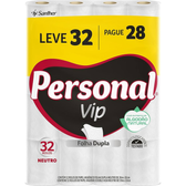 Imagem da oferta Personal Papel Higiênico VIP Folha Dupla Leve 32 Pague 28 rolos 30M