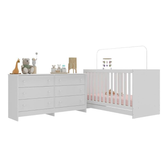 Imagem da oferta Berço 3 em 1 para Colchão 130 x 60cm com Cômoda Doce de Leite Multimóveis Mp4297 Branco