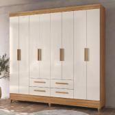 Imagem da oferta Guarda Roupas Casal 8 Portas 4 Gavetas Freijó/off flórida Cor Freijo Off