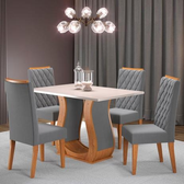 Imagem da oferta Mesa de Jantar 4 Lugares Los Angeles MelBlondeVeludo Cinza - Panorama Móveis