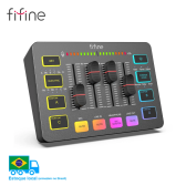 Imagem da oferta Mixer USB FIFINE com interface XLR 48V Phantom Power RGB placa de som para podcasting streaming AmpliGame SC3