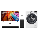 Imagem da oferta Combo LG Smart TV LG UHD 4K UT80 65" + Soundbar S40T + Lavadora Smart VC5 11kg Branca 220V - 65UT8000S40.FV3011A