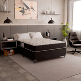 Imagem da oferta Cama Box Casal + Colchão D33 One Face Suede Cor Preto
