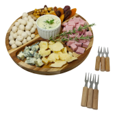 Imagem da oferta Kit Tabua Para Servir Petisco Com Ramequim Garfinhos Bambu