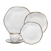 Imagem da oferta Aparelho de Jantar Chá 20 Peças Oxford Redondo Cerâmica Branco e Marrom Maresia