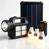 Imagem da oferta Kit Sistema Solar 3 Lâmpada Led Powerbank Emergência Camping Branco Preto