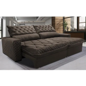 Imagem da oferta Sofá Retrátil e Reclinável 2,75m Molas Ensacadas Cama inBox Spazus com Bordado 3D Velusoft Café