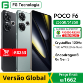 Imagem da oferta Versão global poco f6 5g snapdragon 8s gen 3 smartphone 120hz display amoled 90w turbo carregamento 50mp sistema de câ