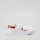 Imagem da oferta Tênis Penélope Casual Feminino Elástico Pespontos Recorte Rosa & Branco