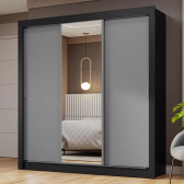 Imagem da oferta Guarda-roupa Casal 3 Porta Correr C/ Espelho Nobre Madesa Pc Cor Preto/Cinza