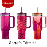 Imagem da oferta Belifou Garrafa Térmica Copo Boneca Rosa 1200ml Inox Com Tampa e Canudo Personalizado Modelo