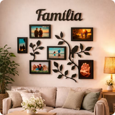 Imagem da oferta Painel Porta Retrato Parede Mdf Família 6 Fotos Decorativo