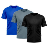 Imagem da oferta Kit 3 Camiseta Masculina Dry Proteção Solar UV Básica Lisa Treino Academia Camisa Camisetas