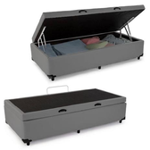 Imagem da oferta Cama Box Baú Solteiro Sintético SerenePrime Cinza 88x188x44