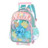 Imagem da oferta Mochila Escolar P/ Meninas Stitch Com Rodinhas Luxcel Cor Turquesa Desenho Do Tecido Liso